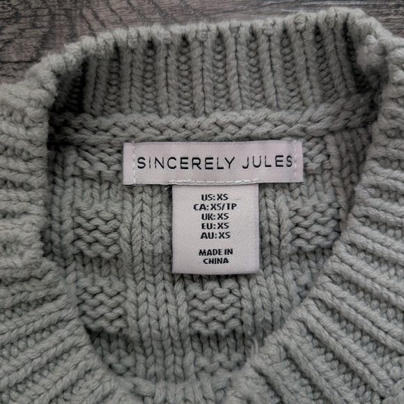 Sincerely Jules Mint Gray Ribbed Knit Sweater - Picture 2 of 7